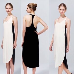NWOT Aritzia Wilfred Colonne Colorblock Midi Dress Ivory & Black Size XS